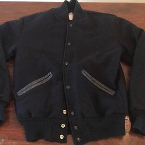 Wool bomber varsity jacket.